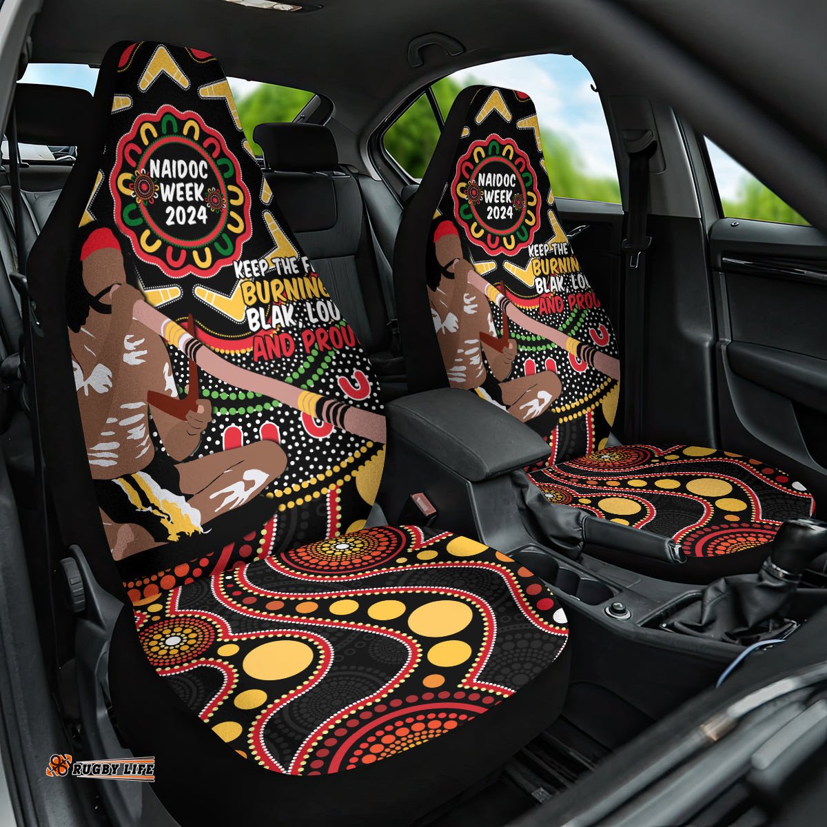 Australia Didgeridoo NAIDOC Week 2024 Car Seat Cover Keep The Fire Burning Blak Loud and Proud