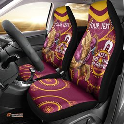 Custom NRL Broncos NAIDOC Week Car Seat Cover Keep The Fire Burning Indigenous Art