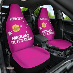 Custom Australia Soccer Car Seat Cover Matildas Go Champions Pink
