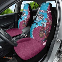 Personalised Eagles And Sharks Rugby Car Seat Cover Aboriginal Mix Polynesian Pattern