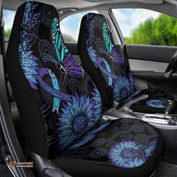 Australia Indigenous Car Seat Cover Teal & Purple Sunflower Aboriginal Arts