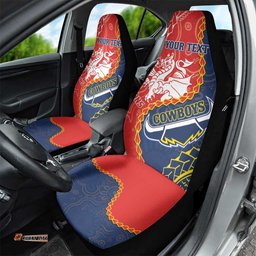 Custom Dragons And Cowboys Rugby Car Seat Cover Aboriginal Mix Polynesian Pattern