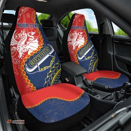 Custom Dragons And Cowboys Rugby Car Seat Cover Aboriginal Mix Polynesian Pattern