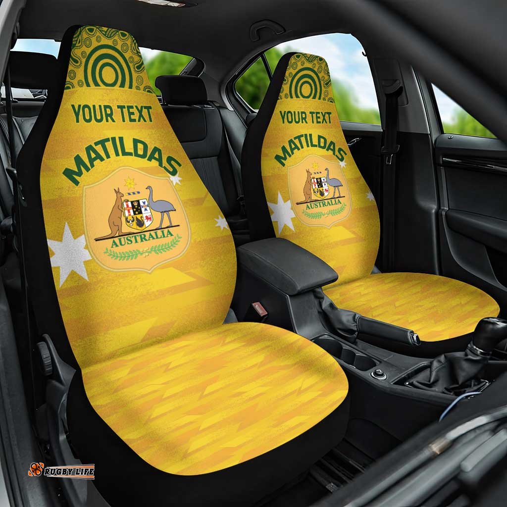Custom Australia Matildas Car Seat Cover National Color Indigenous Art