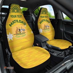 Custom Australia Matildas Car Seat Cover National Color Indigenous Art