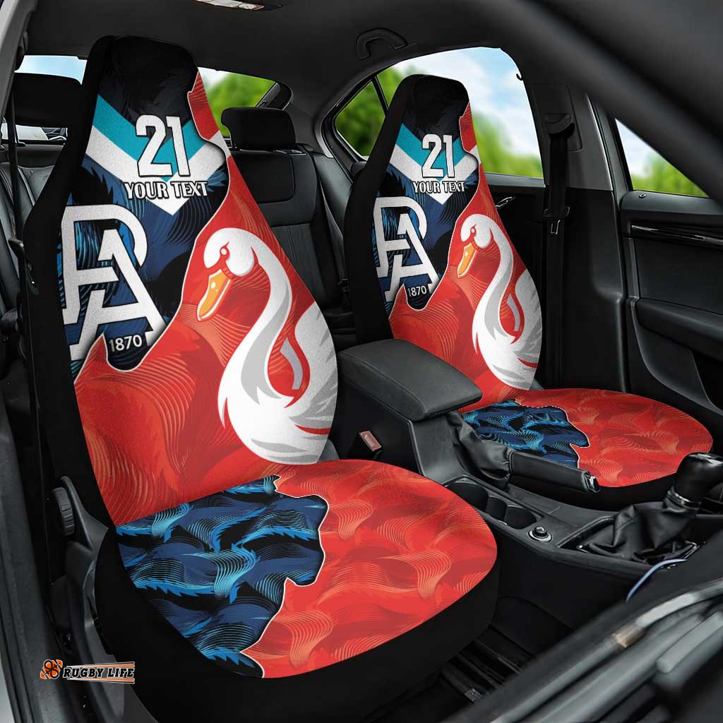Swans Port Adelaide Football Custom Car Seat Cover Cracked Metal Style