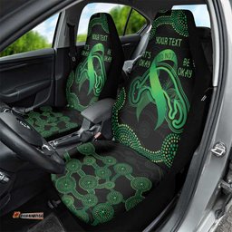 Green Kangaroo Ribbon Aboriginal Personalised Car Seat Cover Depression Awareness