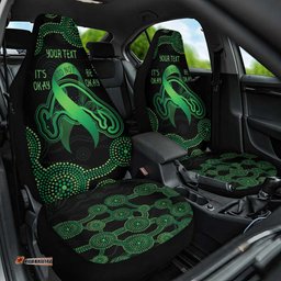 Green Kangaroo Ribbon Aboriginal Personalised Car Seat Cover Depression Awareness