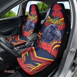 Custom Crows Football ANZAC Car Seat Cover Poppy Soldier With Aboriginal Dots Art