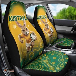Australia Rugby 2025 Car Seat Cover Go Wallabies Aboriginal Pattern
