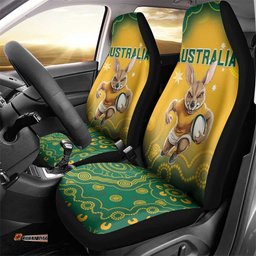 Australia Rugby 2025 Car Seat Cover Go Wallabies Aboriginal Pattern