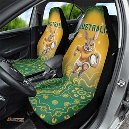 Australia Rugby 2025 Car Seat Cover Go Wallabies Aboriginal Pattern