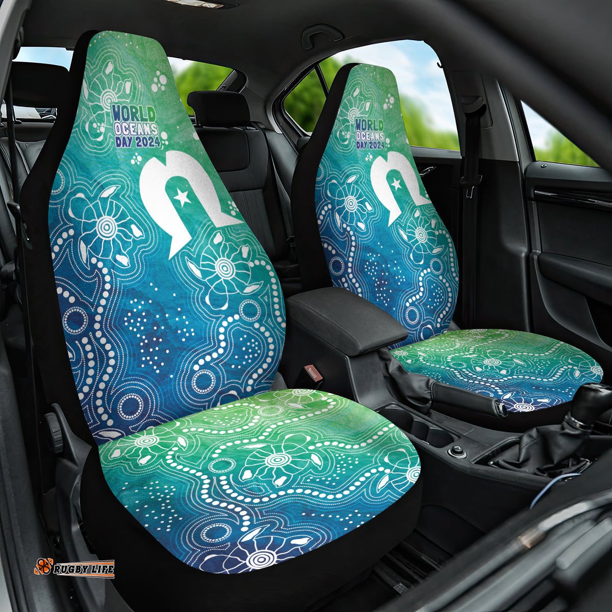 Australia Aboriginal Style Car Seat Cover World Ocean Day