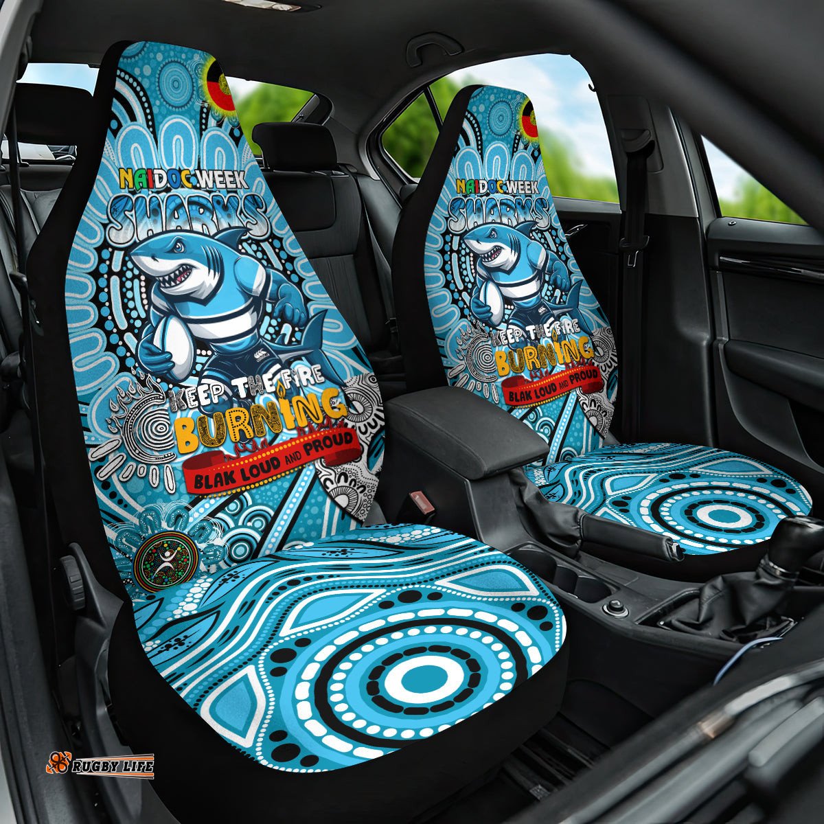 NAIDOC Week 2024 Sharks Car Seat Cover Mascot Rugby
