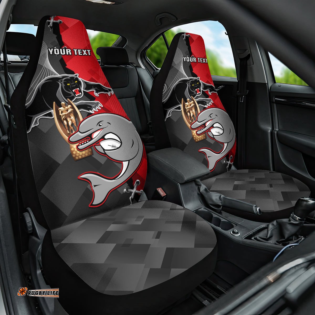 Personalised Panthers And Dolphins Car Seat Cover Sporty Version