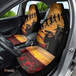 ANZAC Day 2025 Car Seat Cover Silver Fern With A Trumpet Soldier