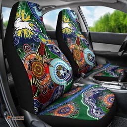 Personalised Rabbitohs NAIDOC Week 2024 Car Seat Cover Australia Aboriginal Dot Painting