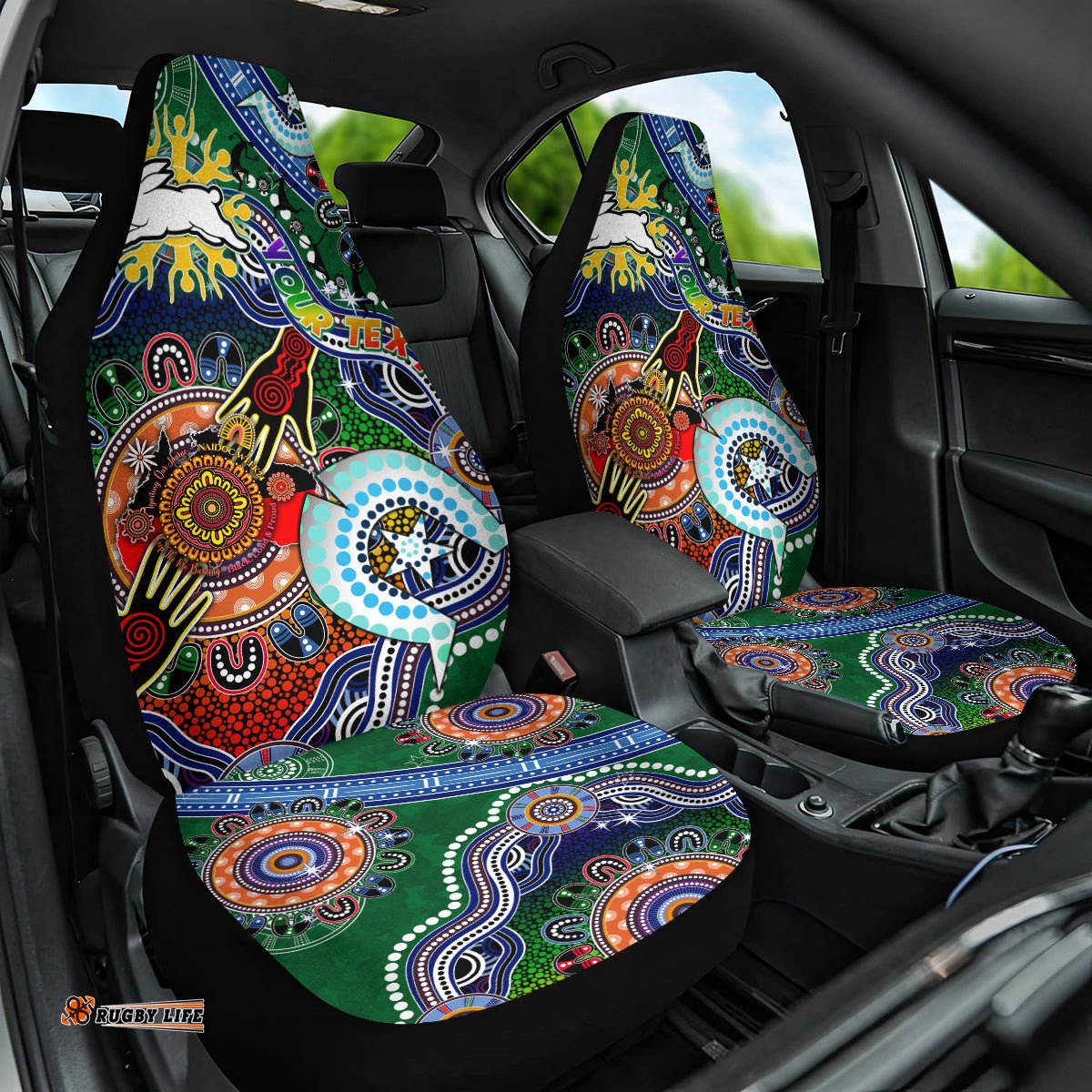 Personalised Rabbitohs NAIDOC Week 2024 Car Seat Cover Australia Aboriginal Dot Painting