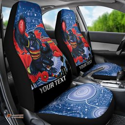 Custom Crows Football ANZAC Car Seat Cover Gallipoli Camouflage With Poppies