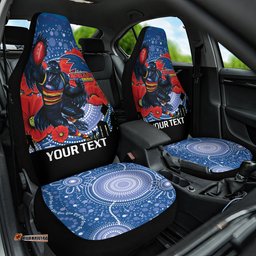 Custom Crows Football ANZAC Car Seat Cover Gallipoli Camouflage With Poppies