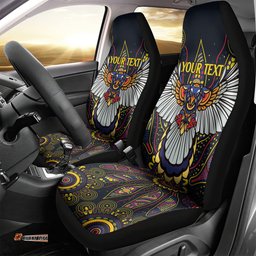 Custom Adelaide Football Car Seat Cover With Crow Aboriginal Art Style