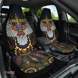 Custom Adelaide Football Car Seat Cover With Crow Aboriginal Art Style