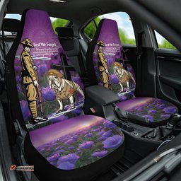 Australia Dog Heroes ANZAC Car Seat Cover Remembering All Animals In War Purple Poppies