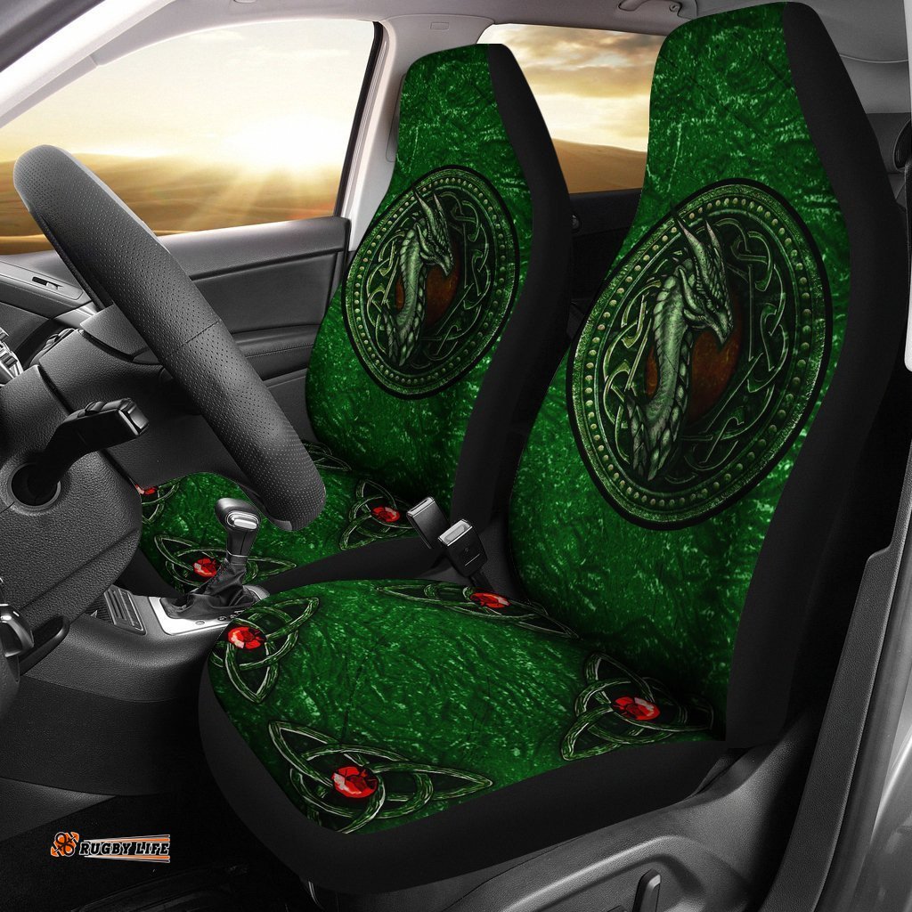 Celtic Dragon With Celtic Knot Car Seat Covers Green