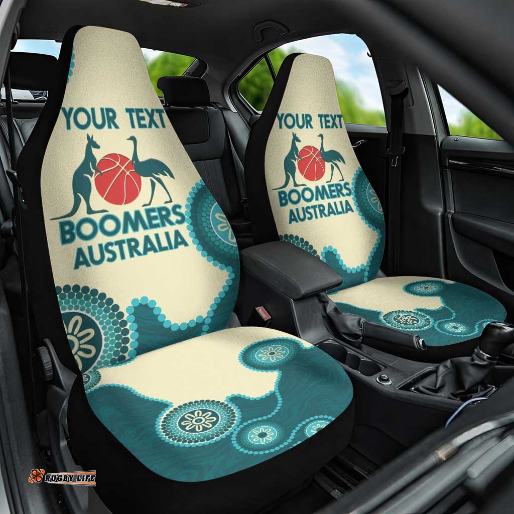 Custom Australia Boomers Car Seat Cover Aboriginal With Marble Pattern Cyan