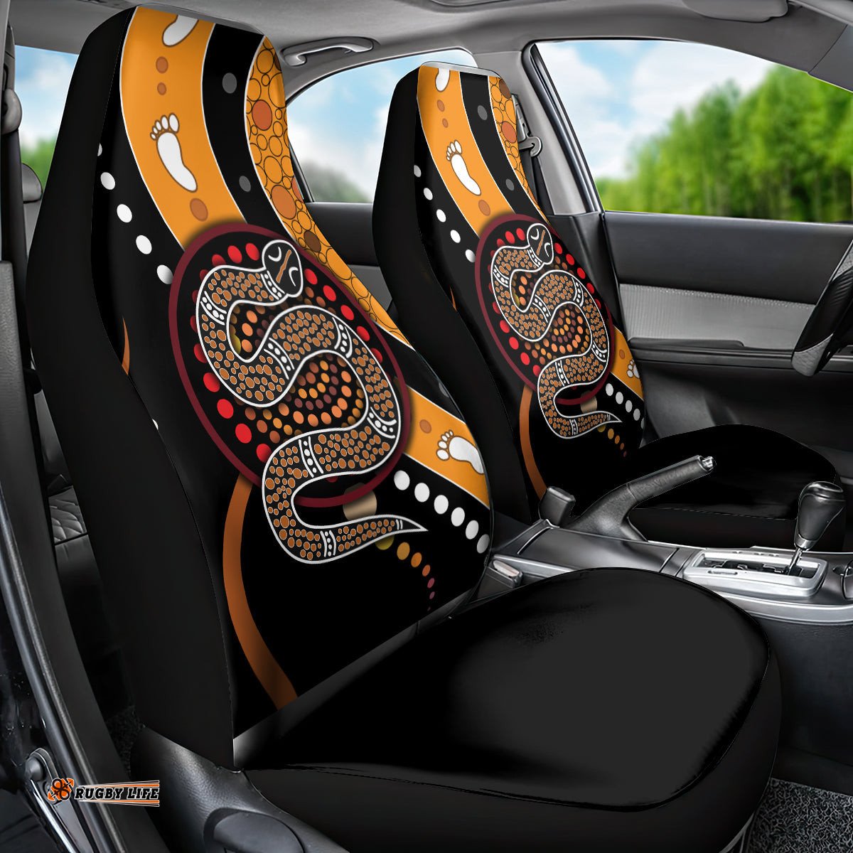Aboriginal Snake Pattern Dot Art Car Seat Cover
