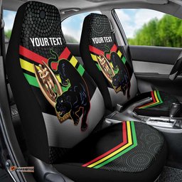 Personalised Panthers Rugby 2025 Car Seat Cover Mascot With Trophy Go Champions Aboriginal Art
