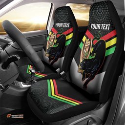 Personalised Panthers Rugby 2025 Car Seat Cover Mascot With Trophy Go Champions Aboriginal Art