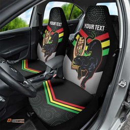 Personalised Panthers Rugby 2025 Car Seat Cover Mascot With Trophy Go Champions Aboriginal Art