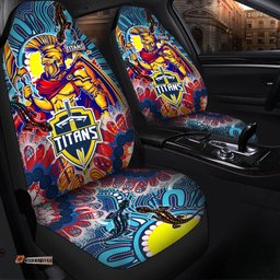 Titans Aboriginal Custom Rugby Car Seat Cover The Indigenous Titans Warriors With Aboriginal Lizard And Sun