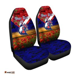 Custom Personalised Sydney Roosters ANZAC Car Seat Cover Poppy Flowers Vibes Blue