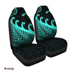 New Zealand Rugby Maori Car Seat Cover Silver Fern Koru Vibes Turquoise
