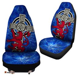 Scotland Celtic Car Seat Covers Celtic Cross and Rampant Skew Style