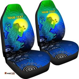 Aboriginal Customize Car Seat Covers Indigenous Frog Blue