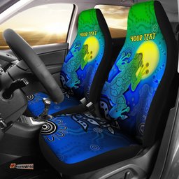 Aboriginal Customize Car Seat Covers Indigenous Frog Blue