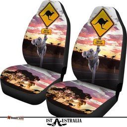 Koala Car Seat Covers, Kangaroo Sign Sunset Landscape Art
