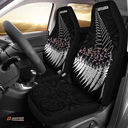 New Zealand Haka Rugby Car Seat Covers Best Silver Fern Black