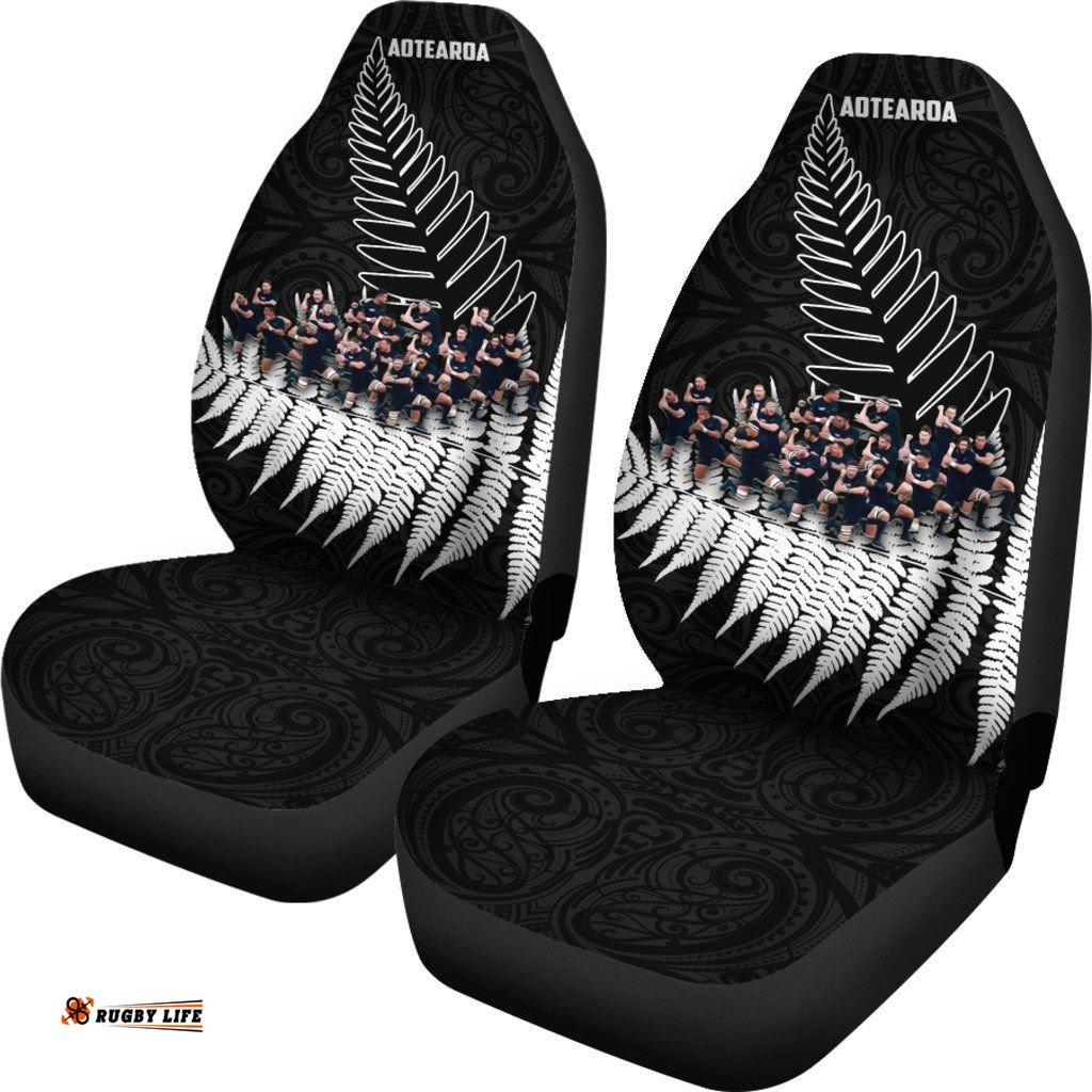 New Zealand Haka Rugby Car Seat Covers Best Silver Fern Black