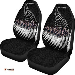 New Zealand Haka Rugby Car Seat Covers Best Silver Fern Black