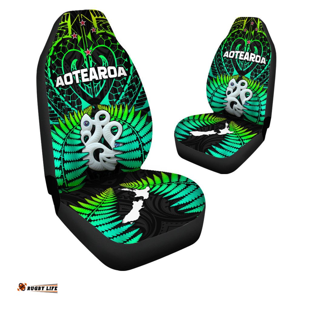 Aotearoa Fern Car Seat Covers New Zealand Hei Tiki Green Style