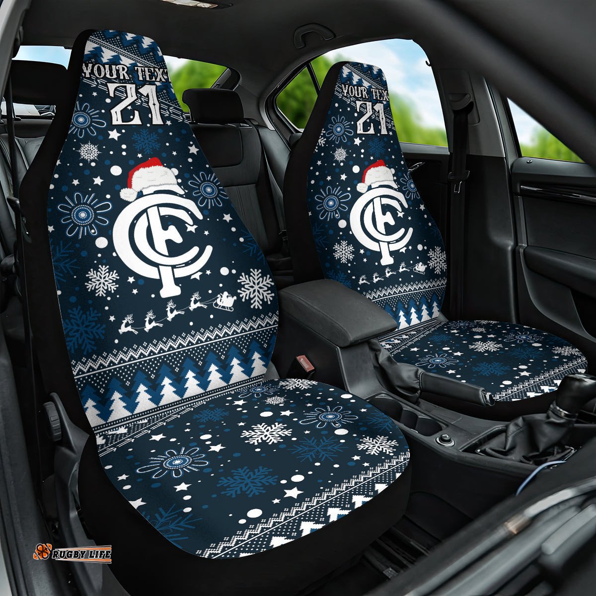 Custom Carlton Blues Football Car Seat Cover Christmas Vibe