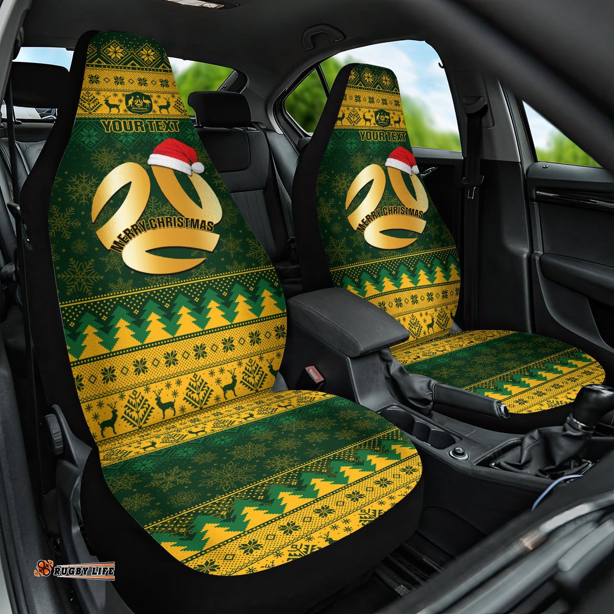 Personalised Australia Matildas Christmas Car Seat Cover Merry Xmas National Color