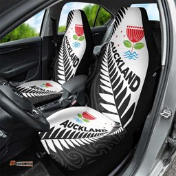 New Zealand Auckland Car Seat Cover Auckland's Emblem and Silver Ferns Maori Art Tattoo