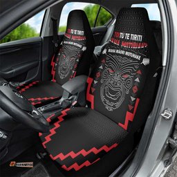 Toitu Te Tiriti Mana Maori Motuhake Car Seat Cover Aotearoa Haka Face Mix Poutama Art