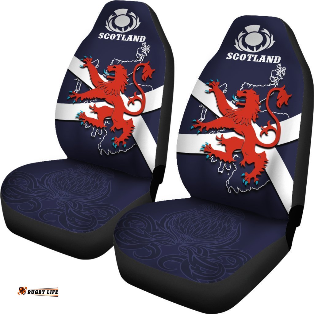 Scotland Rugby Car Seat Covers Lion Rampant with Thistle