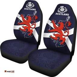 Scotland Rugby Car Seat Covers Lion Rampant with Thistle